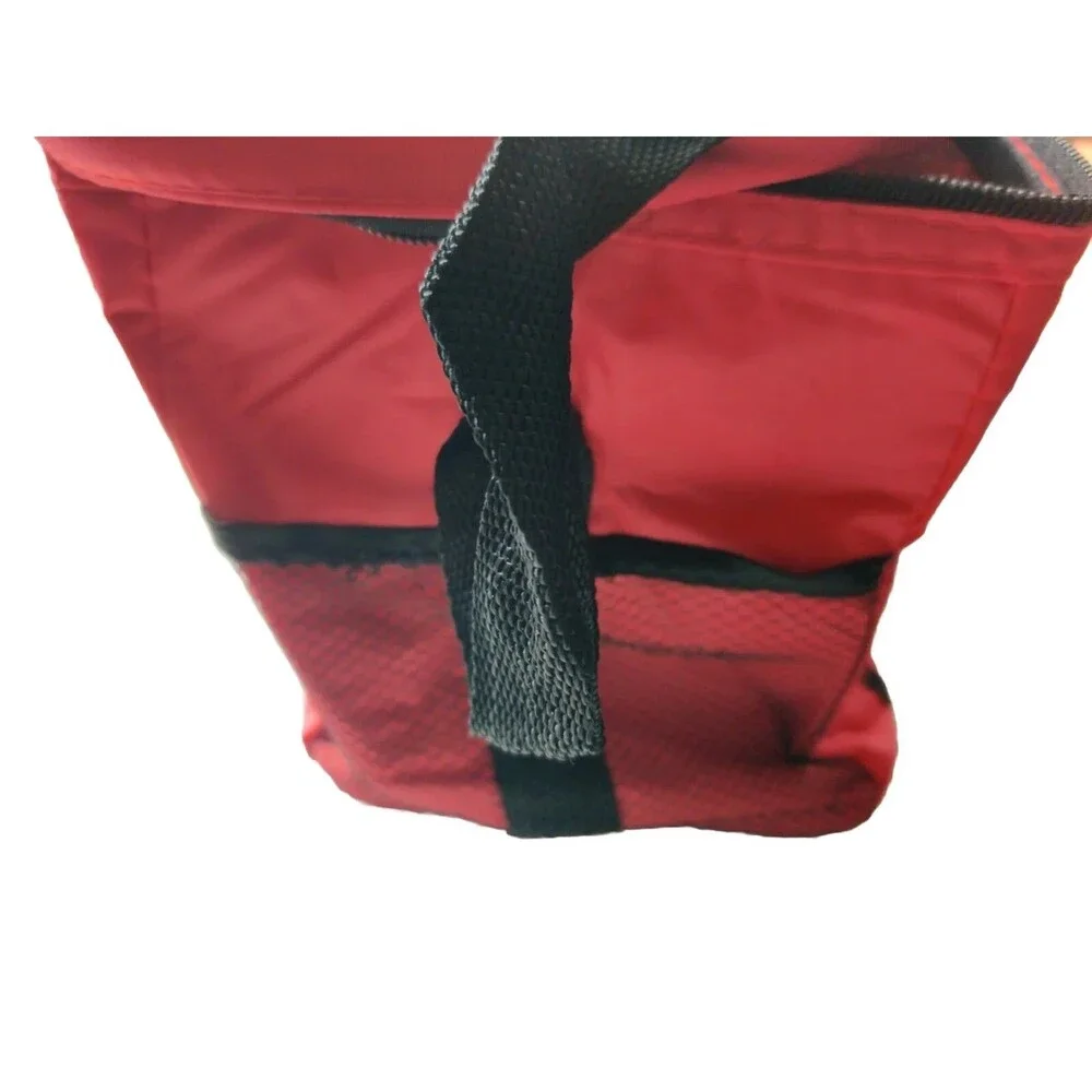 soft insulated lunch bag -zip lid 1 pocket & 2 mesh pockets w strap collapsible